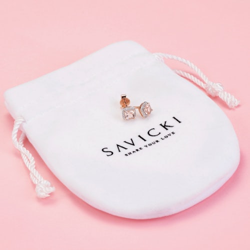 Kolczyki Savicki: różowe złoto, morganity, diamenty